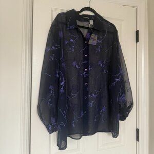 vintage sheer shirt with sparkly detailing (plus size)